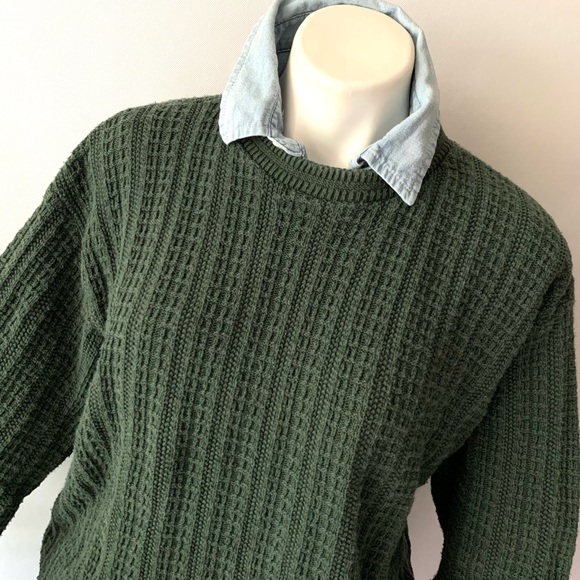 v i n t a g e :: Slouchy Handframed Waffle Knit Grandpa Sweater - Picture 3 of 10